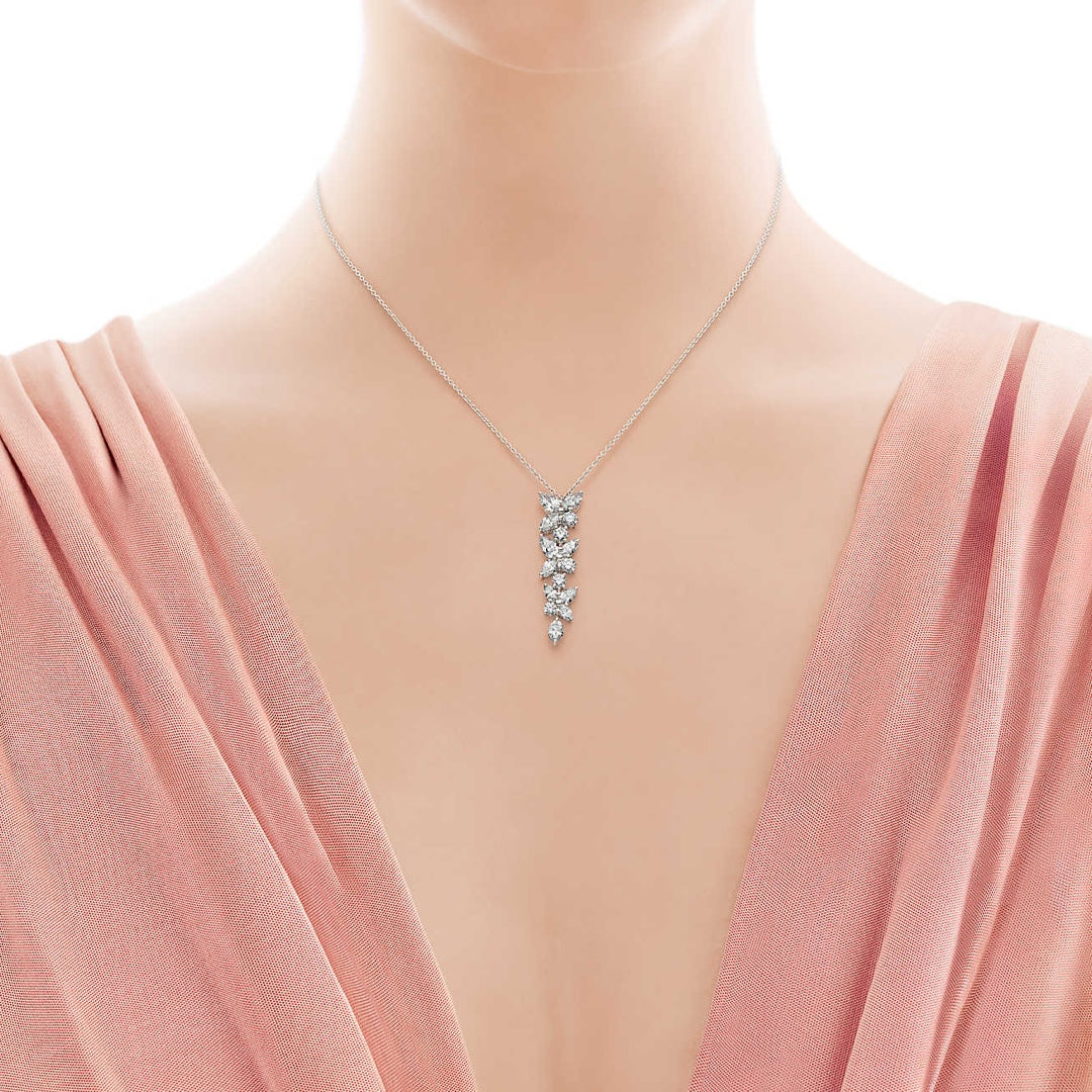 [Resenara Jewelry]MIXED CLUSTER DIAMOND DROP PENDANT