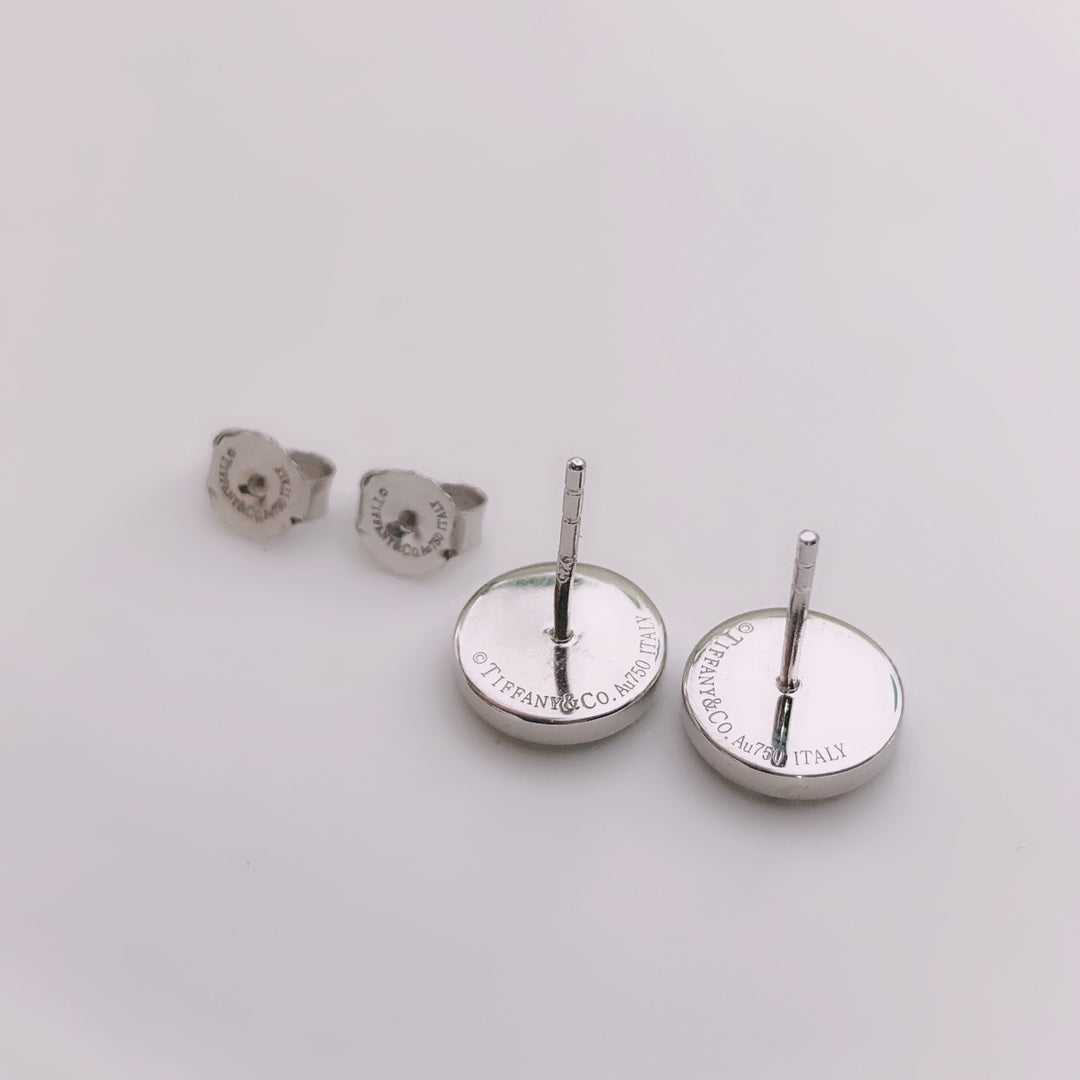 [Resenara Jewelry]TURQUOISE CIRCLE WHITE GOLD EARRINGS