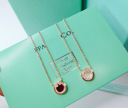 [Resenara Jewelry]DIAMOND AND MOTHER PEARL CIRCLE NECKLACE PENDANT