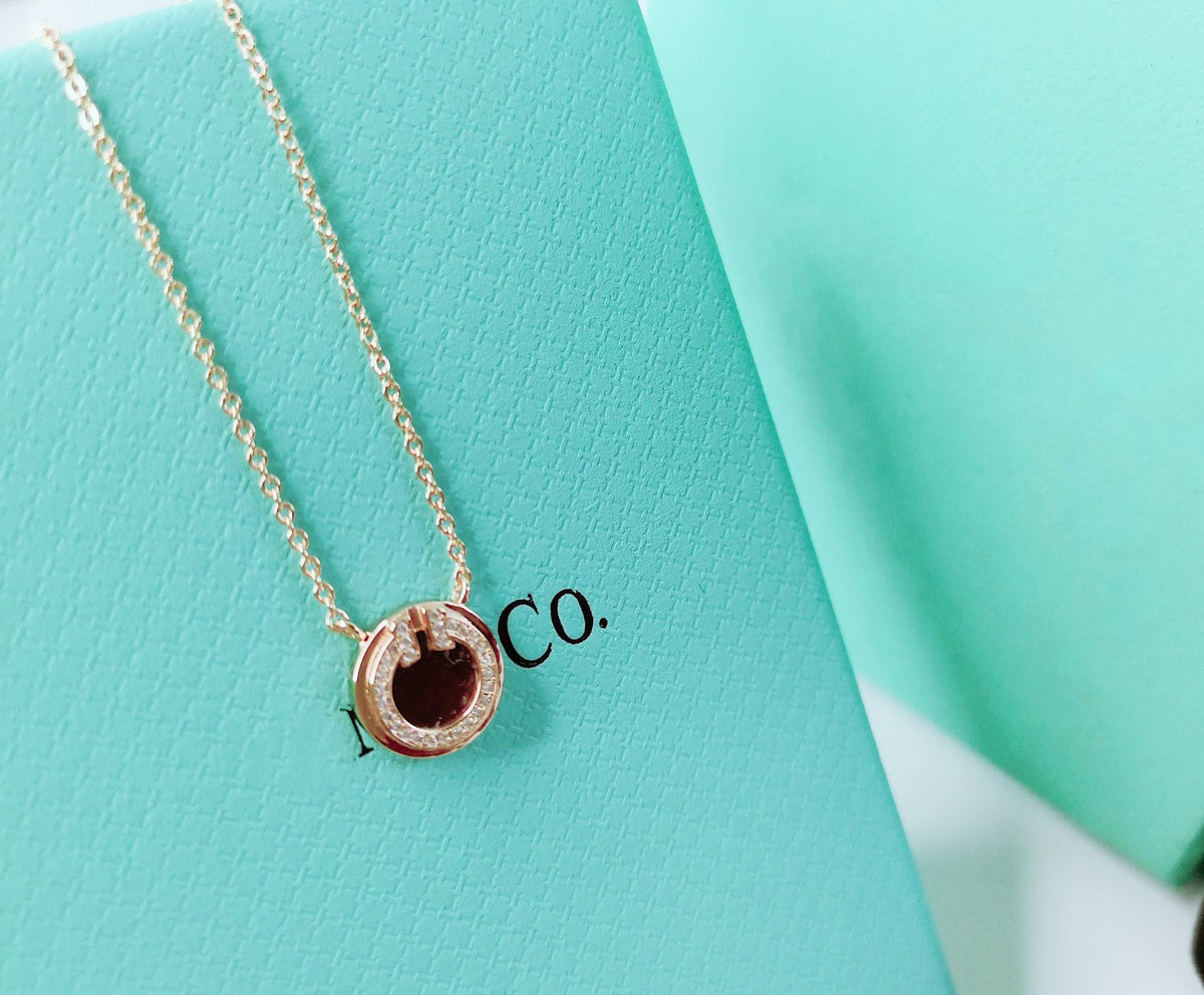 [Resenara Jewelry]DIAMOND AND MOTHER PEARL CIRCLE NECKLACE PENDANT