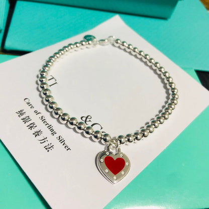 [Resenara Jewelry]LOVE TIFFANY RED HEART TAG BEAD BRACELET
