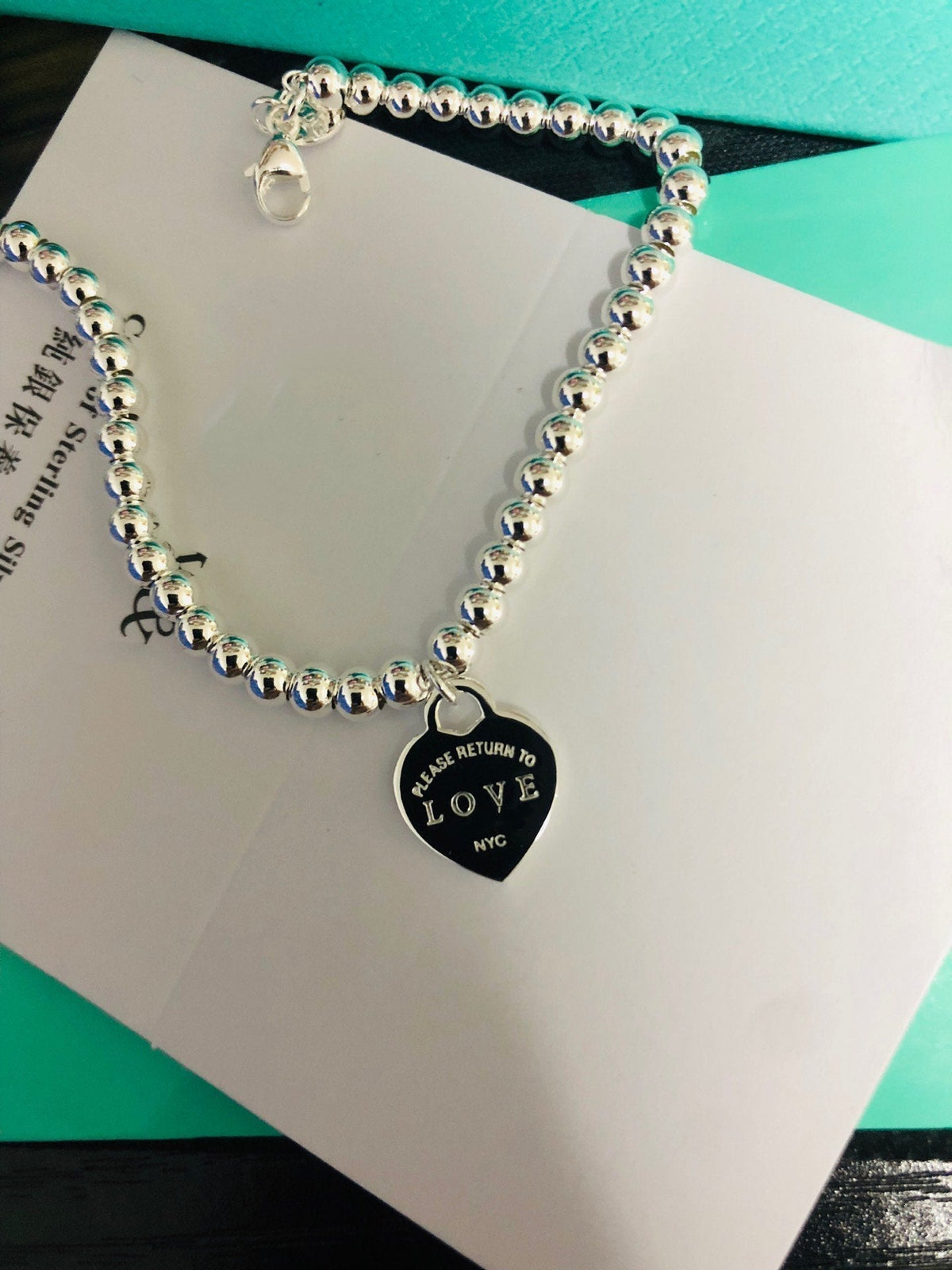 [Resenara Jewelry]LOVE TIFFANY RED HEART TAG BEAD BRACELET