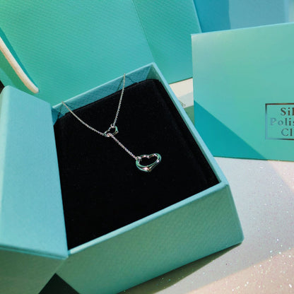 [Resenara Jewelry]OPEN HEART LARIAT NECKLACE SILVER