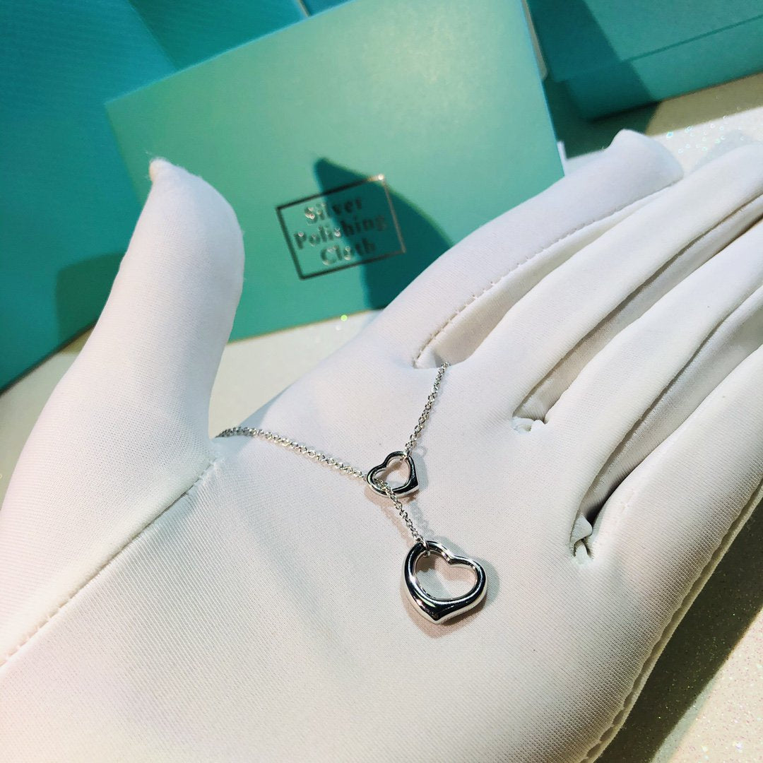 [Resenara Jewelry]OPEN HEART LARIAT NECKLACE SILVER