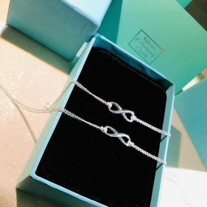 [Resenara Jewelry]SILVER INFINITY DOUBLE CHAIN NECKLACE