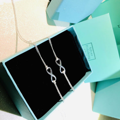 [Resenara Jewelry]SILVER INFINITY DOUBLE CHAIN NECKLACE