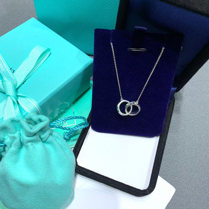 [Resenara Jewelry]INTERLOCKING CIRCLES PENDANT SILVER SMALL NECKLACE