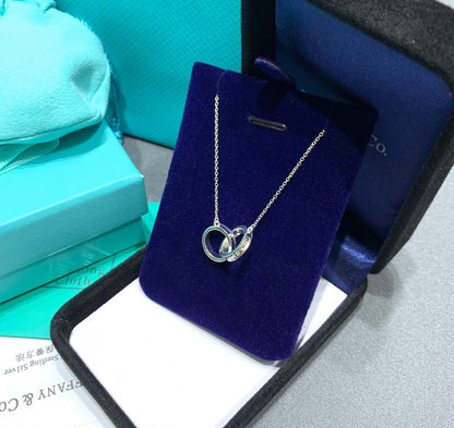 [Resenara Jewelry]INTERLOCKING CIRCLES PENDANT SILVER SMALL NECKLACE