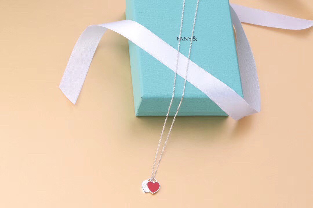 [Resenara Jewelry]DOUBLE HEART TAG PENDANT SILVER MINI NECKLACE
