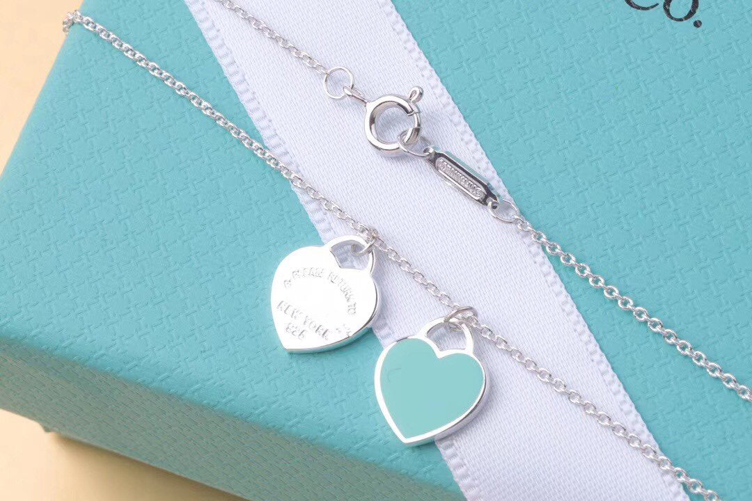 [Resenara Jewelry]DOUBLE HEART TAG PENDANT SILVER MINI NECKLACE