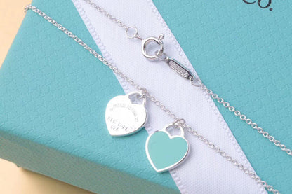 [Resenara Jewelry]DOUBLE HEART TAG PENDANT SILVER MINI NECKLACE