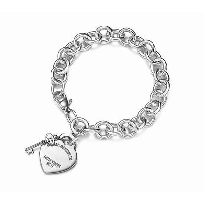 [Resenara Jewelry]KEY HEART CARD CHUNKY INTERLOCKING BRACELET LENGTH