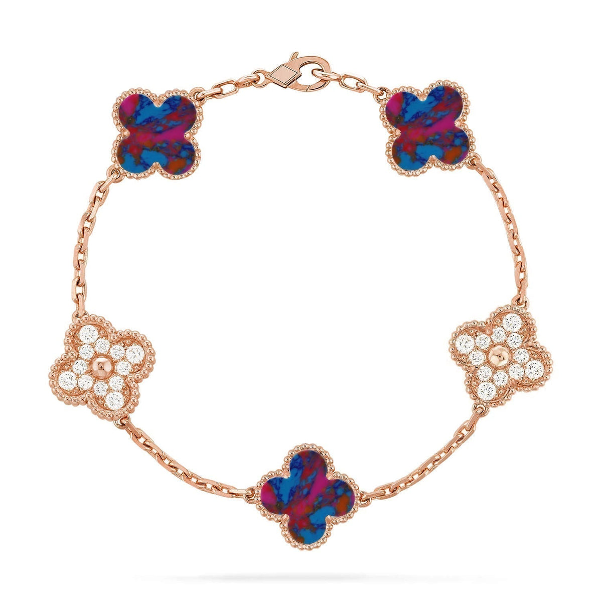 [Renovia Jewelry]CLOVER 5 MOTIF COLOR GEMSTONES BRACELET COLLECTION