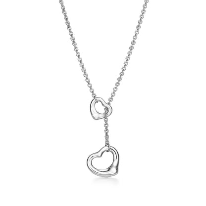 [Resenara Jewelry]OPEN HEART LARIAT NECKLACE SILVER