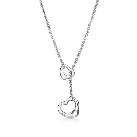 [Resenara Jewelry]OPEN HEART LARIAT NECKLACE SILVER