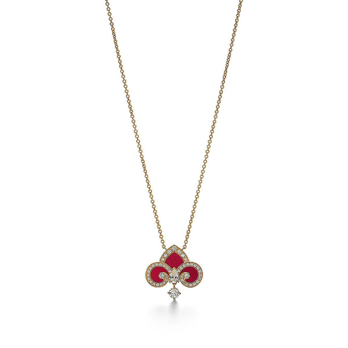 [Resenara Jewelry]FLEUR DE LIS PINK GOLD DIAMOND NECKLACE