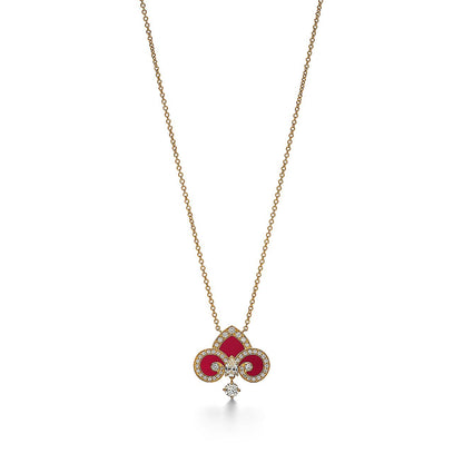 [Resenara Jewelry]FLEUR DE LIS PINK GOLD DIAMOND NECKLACE