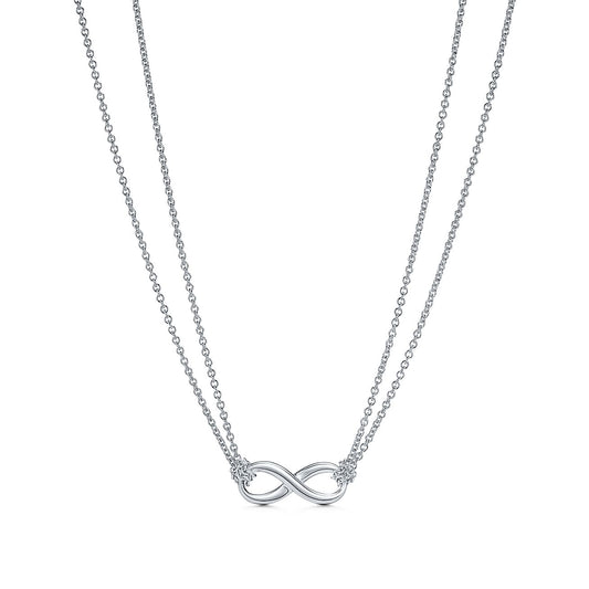 [Resenara Jewelry]SILVER INFINITY DOUBLE CHAIN NECKLACE