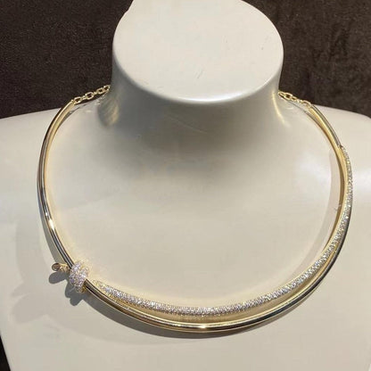 [Resenara Jewelry]KNOT DOUBLE ROW NECKLACE IN YELLOW GOLD WITH DIAMONDS
