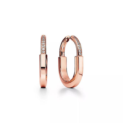 [Resenara Jewelry]LOCK MEDIUM DIAMNOND EARRINGS