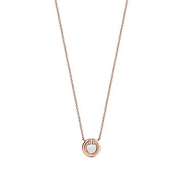 [Resenara Jewelry]DIAMOND AND MOTHER PEARL CIRCLE NECKLACE PENDANT