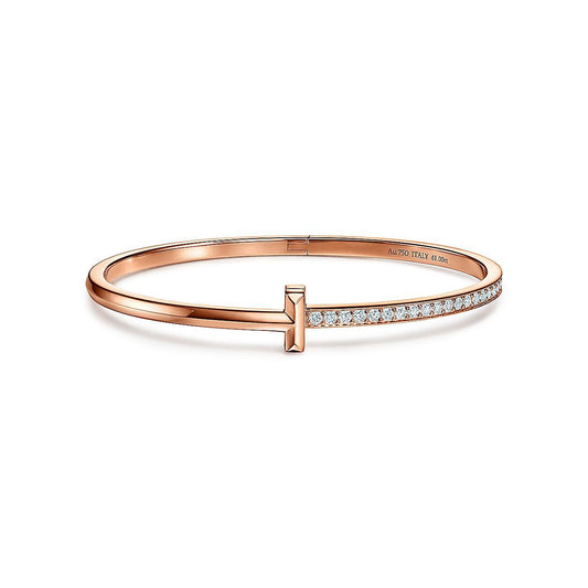 [Resenara Jewelry]NARROW T1 HINGED BANGLE DIAMOND PINK GOLD