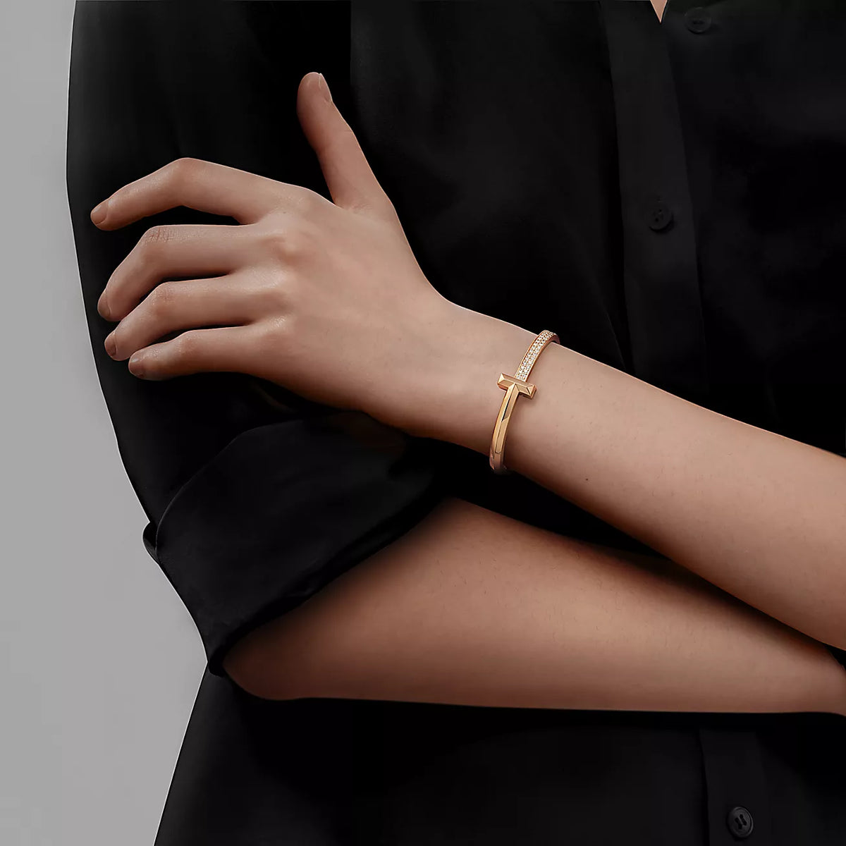 [Resenara Jewelry]T1 WIDE DIAMOND HINGED BANGLE PINK GOLD