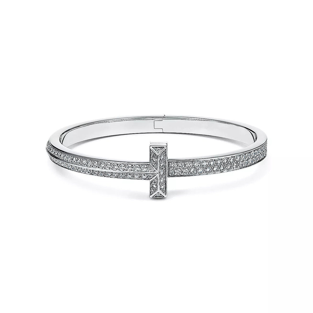 [Resenara Jewelry]WIDE DIAMONDS HINGED BANGLE SILVER