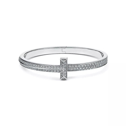 [Resenara Jewelry]WIDE DIAMONDS HINGED BANGLE SILVER