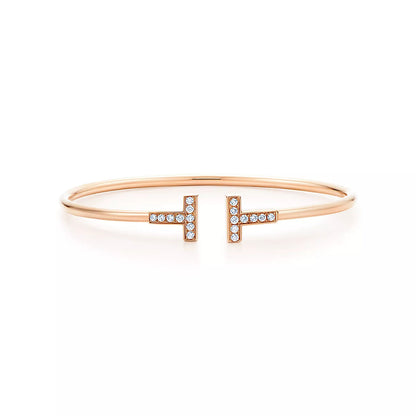 [Resenara Jewelry]T BRACELET PINK GOLD 1.8MM DIAMOND