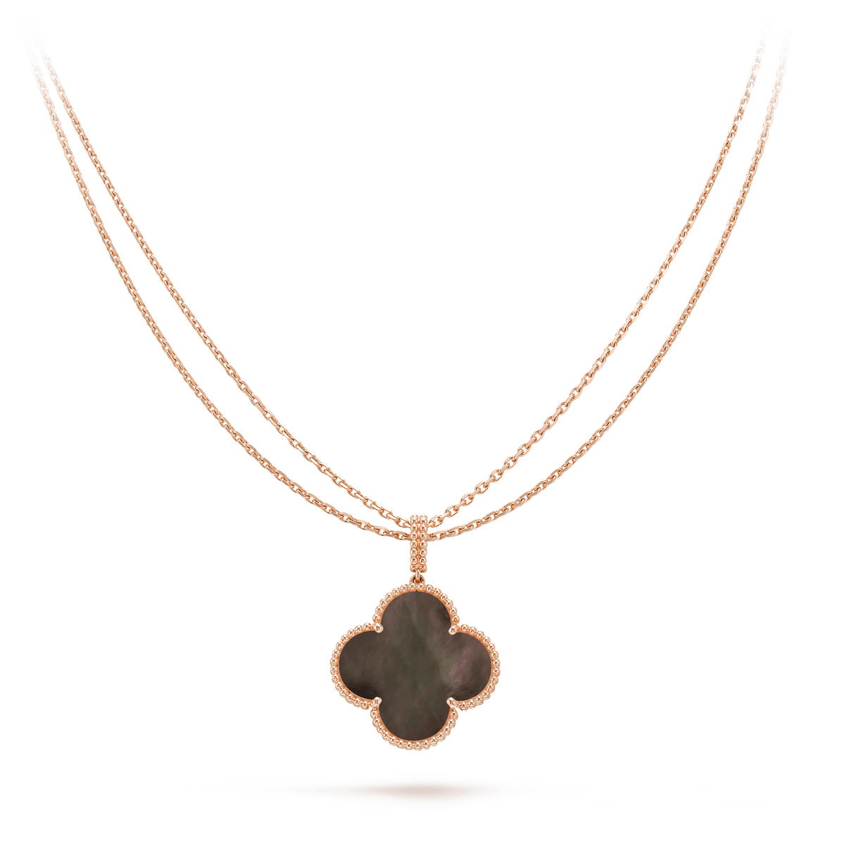 [Renovia Jewelry]CLOVER 25MM GOLD DARK MOP BIG CLOVER NECKLACE