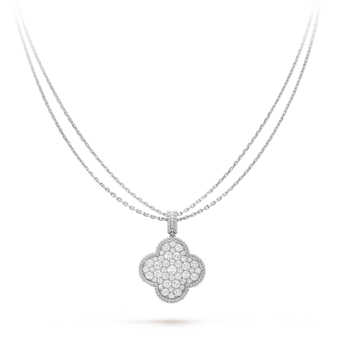 [Renovia Jewelry]CLOVER 25MM SILVER FULL DIAMOND BIG CLOVER NECKLACE