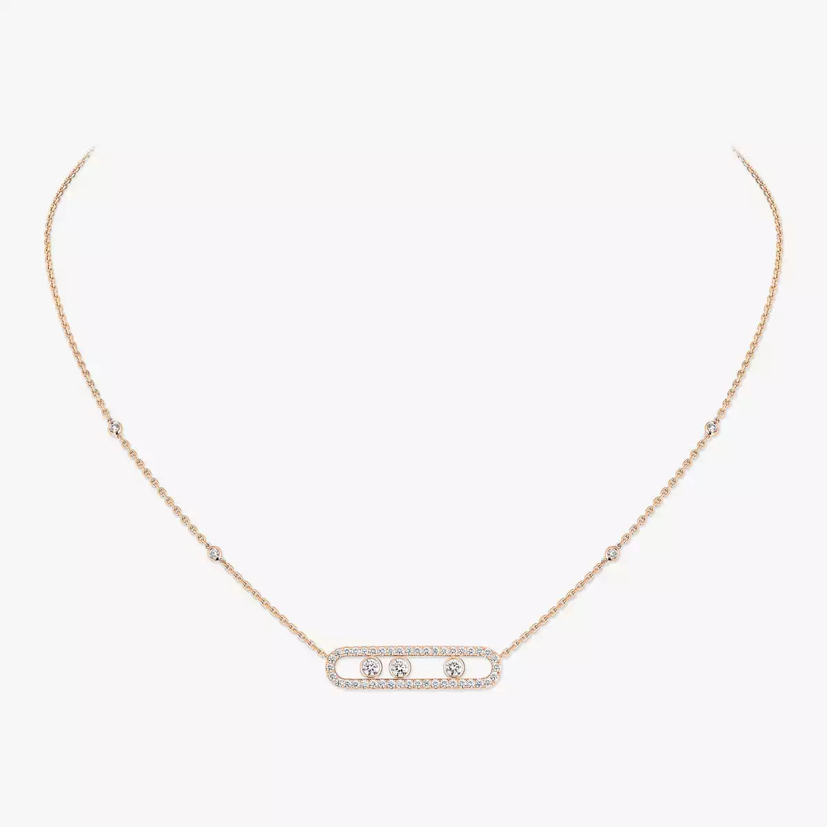 [Renovia Jewelry] Move Pave_ Rose Gold Diamond Necklace