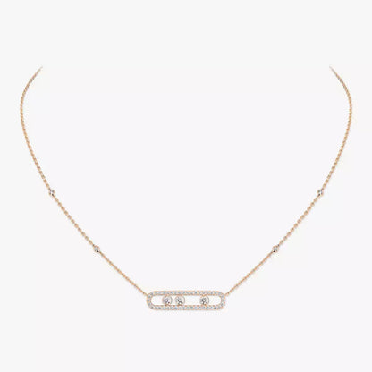 [Renovia Jewelry] Move Pave_ Rose Gold Diamond Necklace