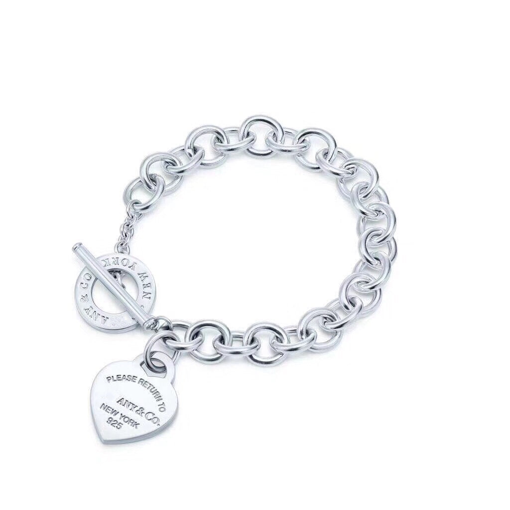 [Resenara Jewelry]LOVE HEART PIN BUCKLE RETURN TO TIF SILVER BRACELET