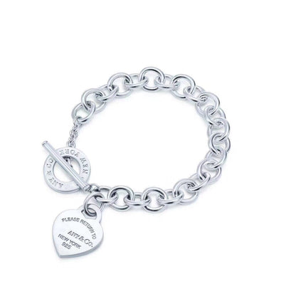 [Resenara Jewelry]LOVE HEART PIN BUCKLE RETURN TO TIF SILVER BRACELET