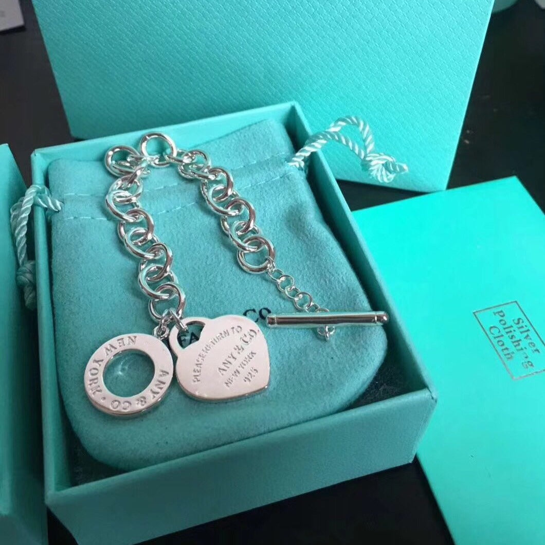 [Resenara Jewelry]LOVE HEART PIN BUCKLE RETURN TO TIF SILVER BRACELET