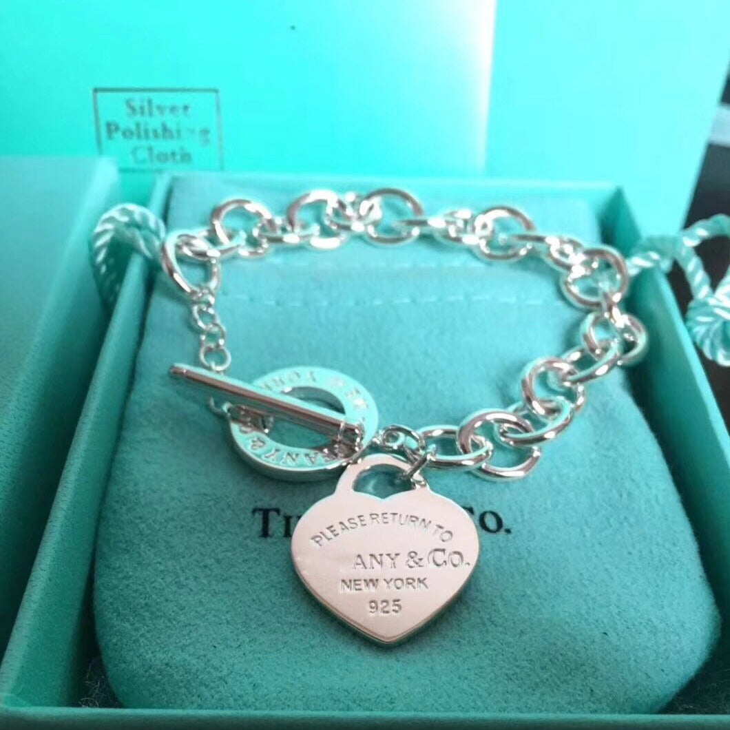 [Resenara Jewelry]LOVE HEART PIN BUCKLE RETURN TO TIF SILVER BRACELET