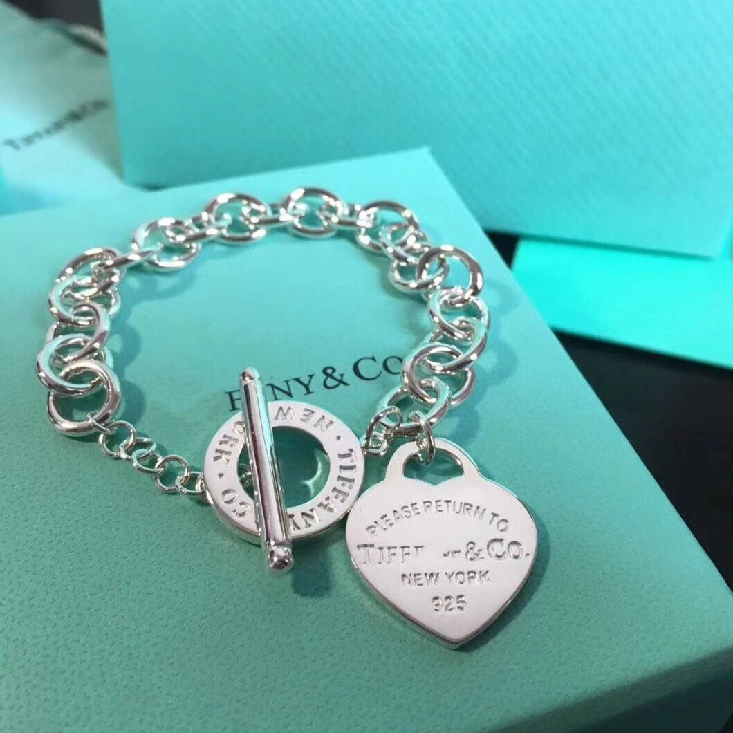 [Resenara Jewelry]LOVE HEART PIN BUCKLE RETURN TO TIF SILVER BRACELET